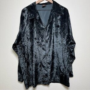 VTG Morbid‎ Threads Women Vamp Top XL Black Crushed Velvet Witchy Dark Goth